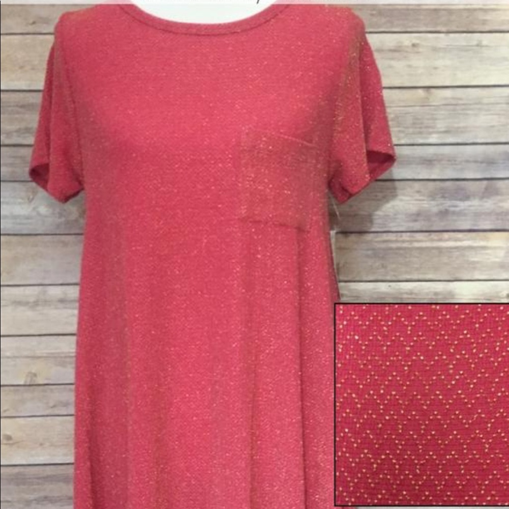 LulaRoe Carly dress pink & gold elegant